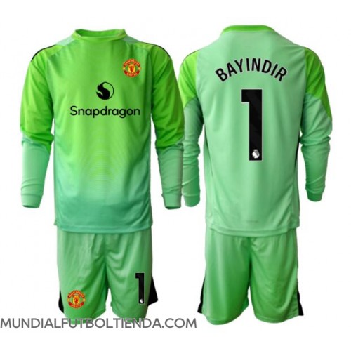 Camiseta Manchester United Altay Bayindir #1 Portero Tercera Equipación Replica 2025-26 para niños mangas largas (+ Pantalones cortos)